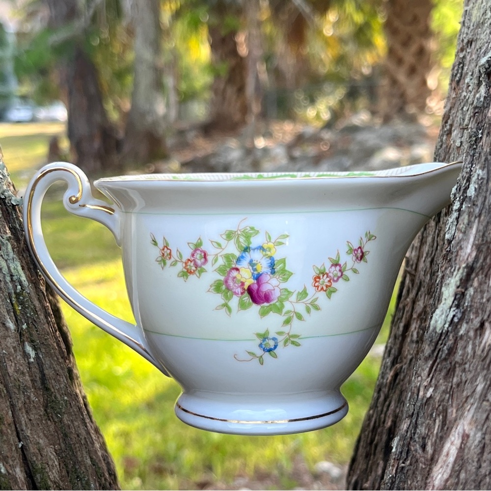 KONGO China STS Japan Floral Creamer Green Swirl Tan Border RARE Collectible - Picture 6 of 16